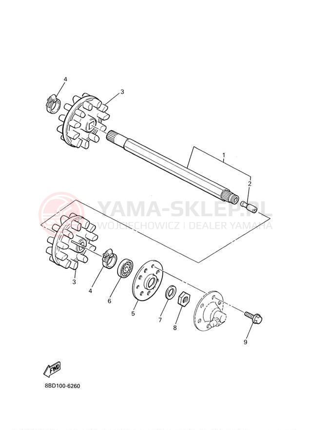 Schemat "Układ napędowy" do Yamaha BR250TF