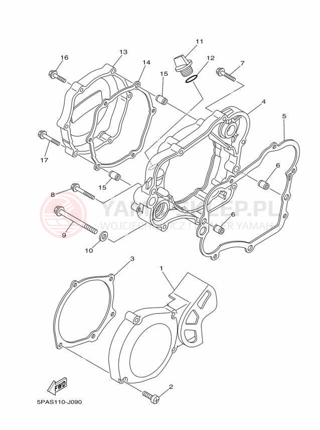 Schemat "Pokrywa silnika" do Yamaha YZ85 YZ85F