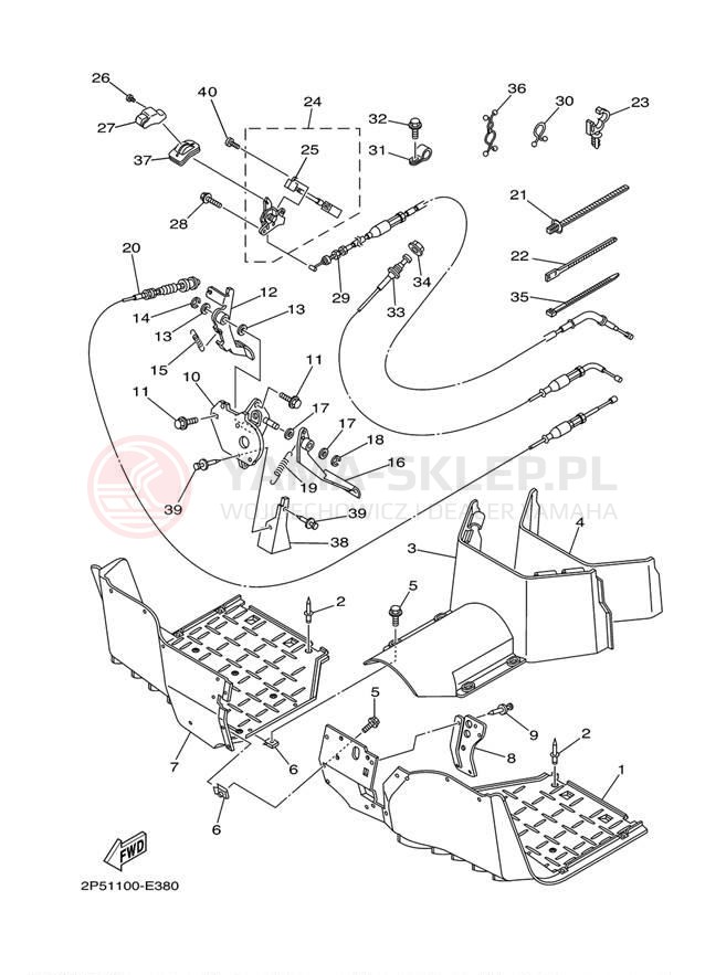 Schemat "Stopka postojowa i podnóżki" do Yamaha RHINO 450 HUNTER YXR45FHW