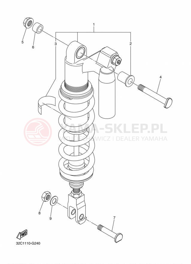Schemat "zawieszenie tył" do Yamaha WR250R WR25RF/WR25RFC