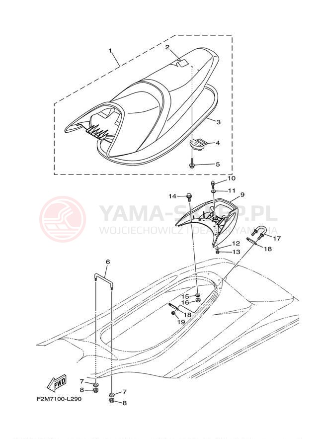 Schemat "Siedzenie i schowek" do Yamaha VXR VX1800AM
