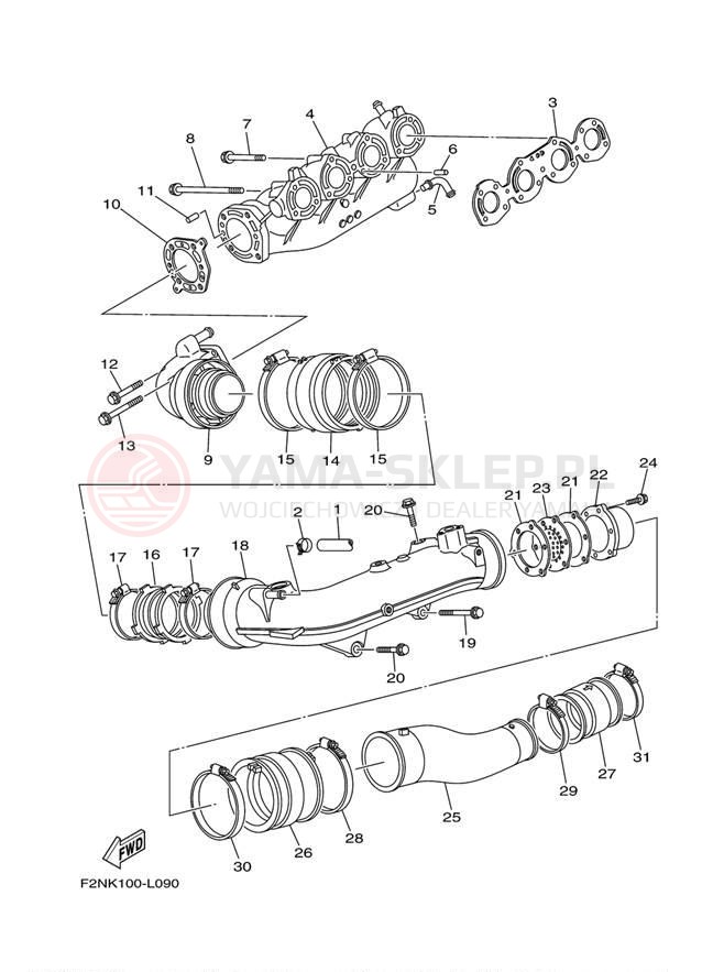 Schemat "wydech" do Yamaha WAVERUNNER VX SPORT VX1100CN