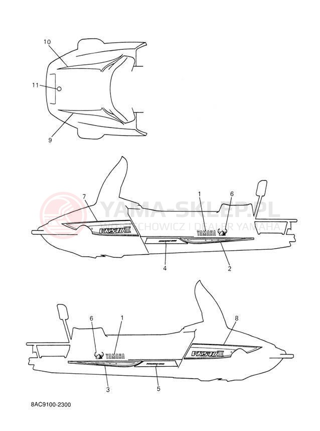 Schemat "naklejki" do Yamaha VK 540 III VK540EH