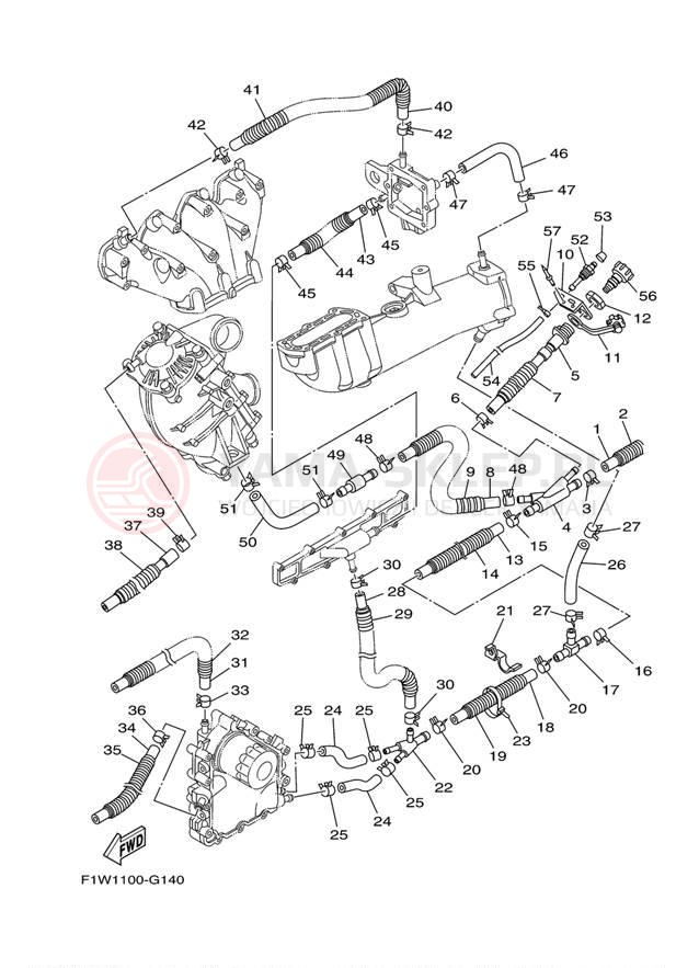 Schemat "Wydech końcowy" do Yamaha WAVERUNNER FZR GX1800HB