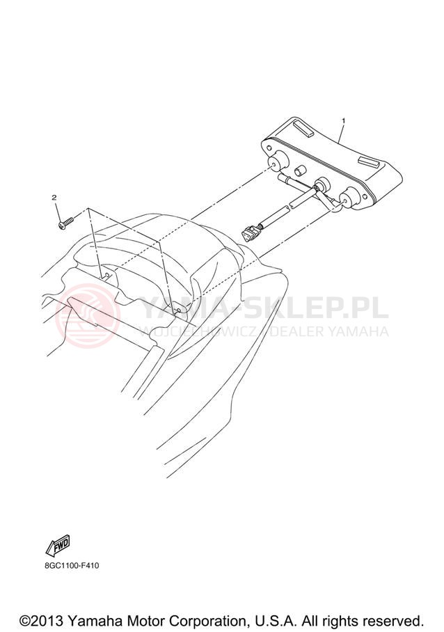 Schemat "lampa tył" do Yamaha PHAZER MTX PZ50MTZO/PZ50MTZB