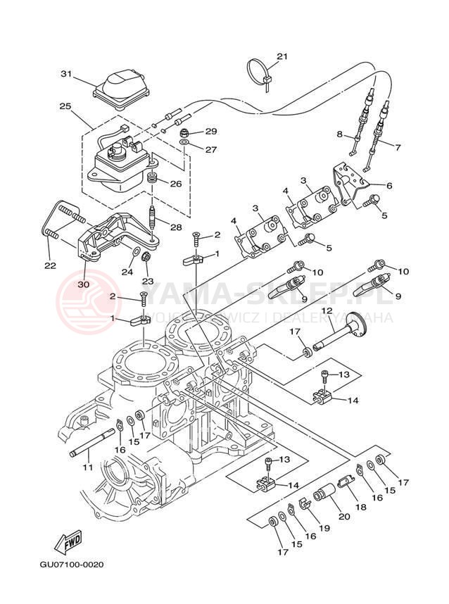 Schemat "Obudowa silnika - cylinder" do Yamaha GP800 GP800Y
