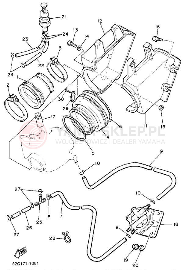 Schemat "Filtr powietrza" do Yamaha BRAVO T (LONG TRACK) BR250TM