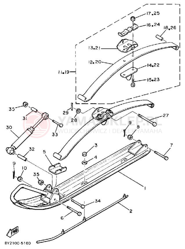 Schemat "płozy" do Yamaha ENTICER 340 ET340M