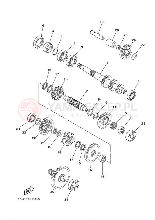 Schemat "Skrzynia biegów " do Yamaha VIKING 700 YXM700DER
