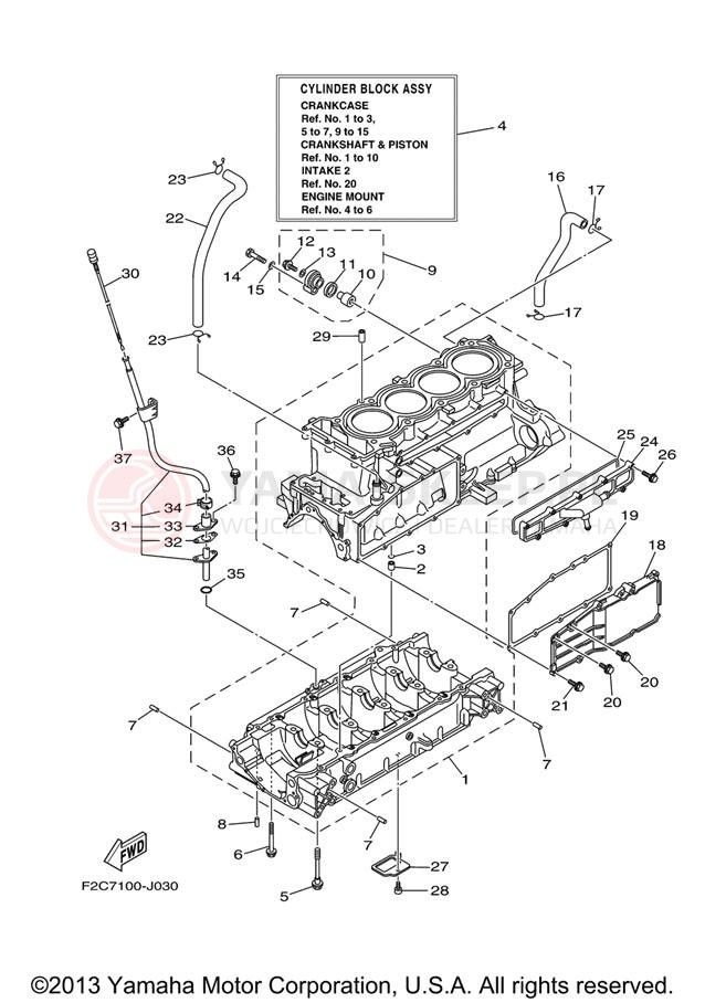 Schemat "Obudowa silnika" do Yamaha WAVERUNNER FZR GX1800J