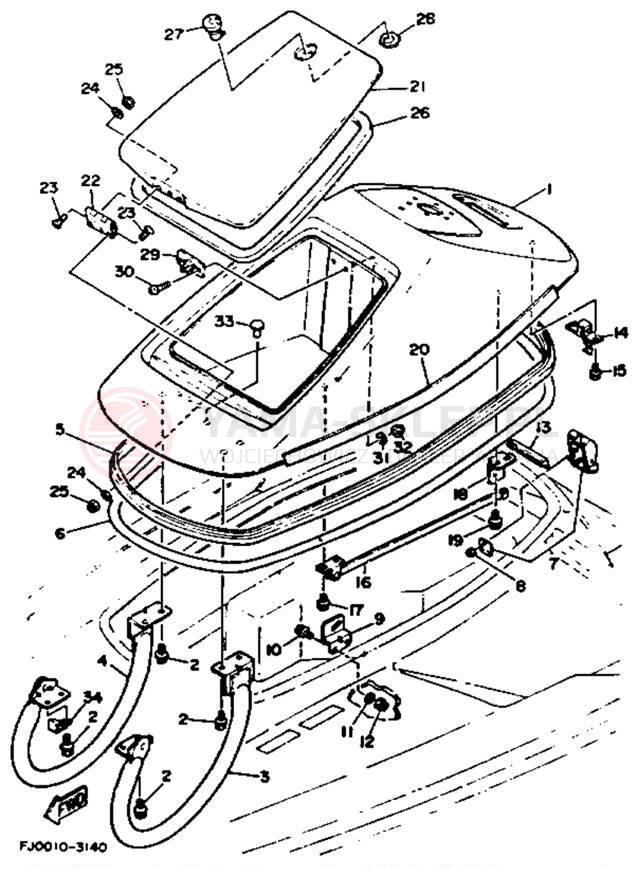 Schemat "HULL & DECK" do Yamaha WAVE RUNNER III WRA650RA