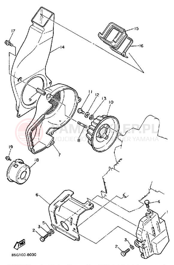 Schemat "Obudowa wentylatora" do Yamaha SNOSCOOT SV80M