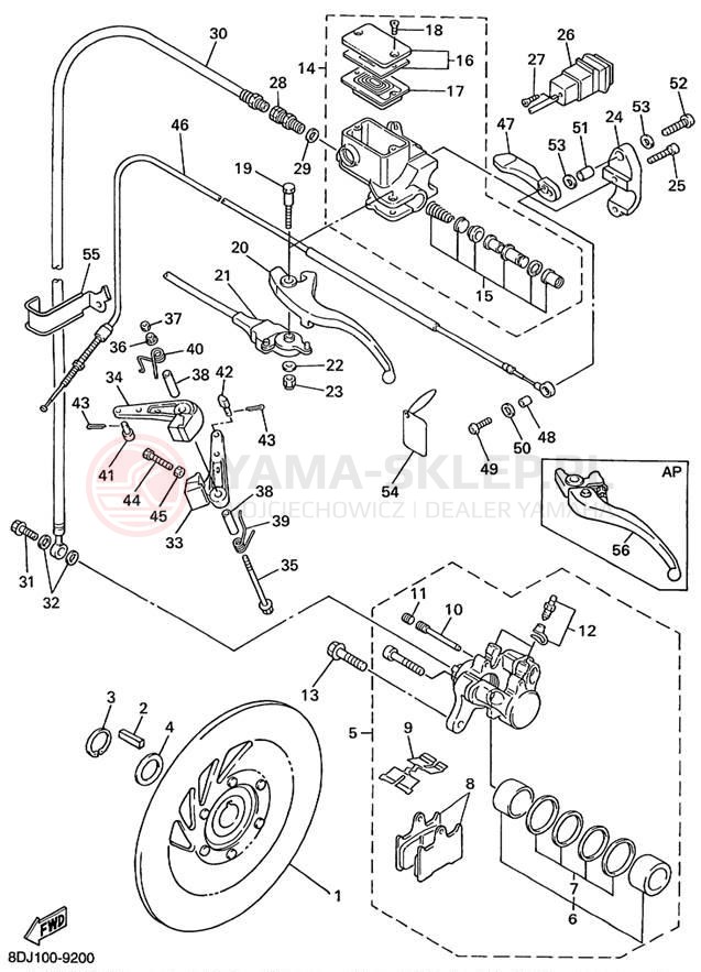 Schemat "hamulec" do Yamaha PHAZER 500 PZ500C