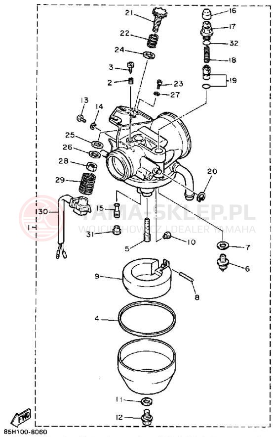 Schemat "Gaźnik" do Yamaha SNOSCOOT (ELEC START) SV80EN