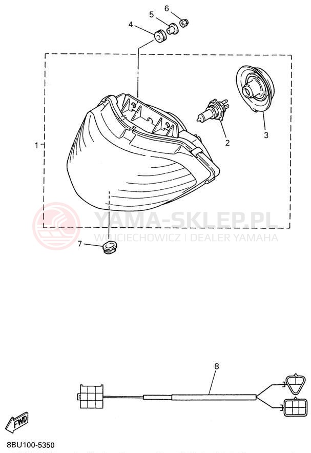 Schemat "Lampa przód" do Yamaha VMAX-4 MOUNTAIN MAX VX800STW