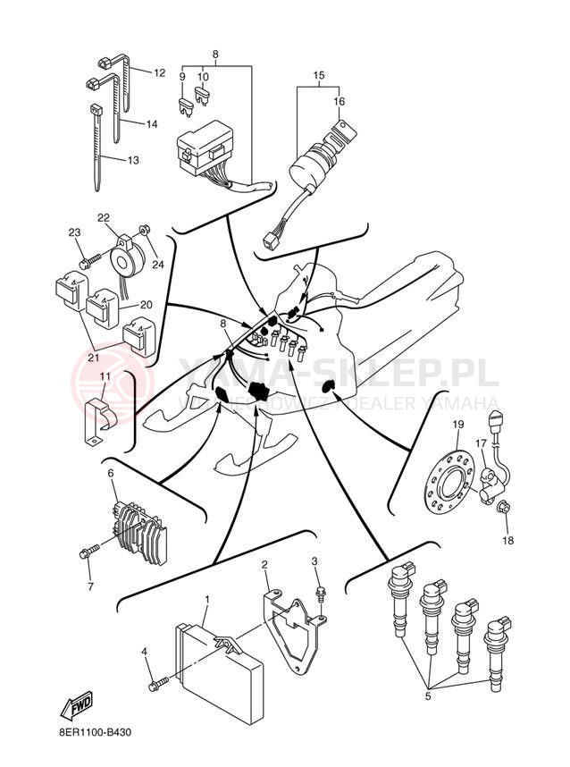 Schemat "układ elektryczny" do Yamaha RX-1 ER RX10RJ/RX10RSJ