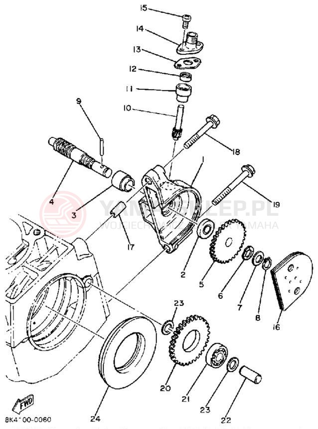 Schemat "przeniesienie napędu" do Yamaha SR540RSR