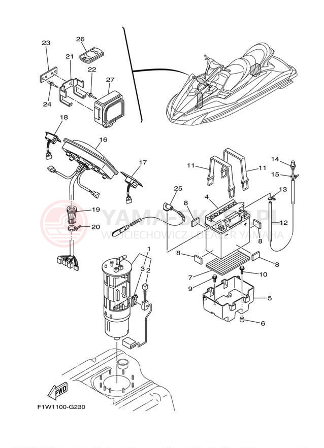 Schemat "układ elektryczny" do Yamaha FX CRUISER SHO FX1800AK