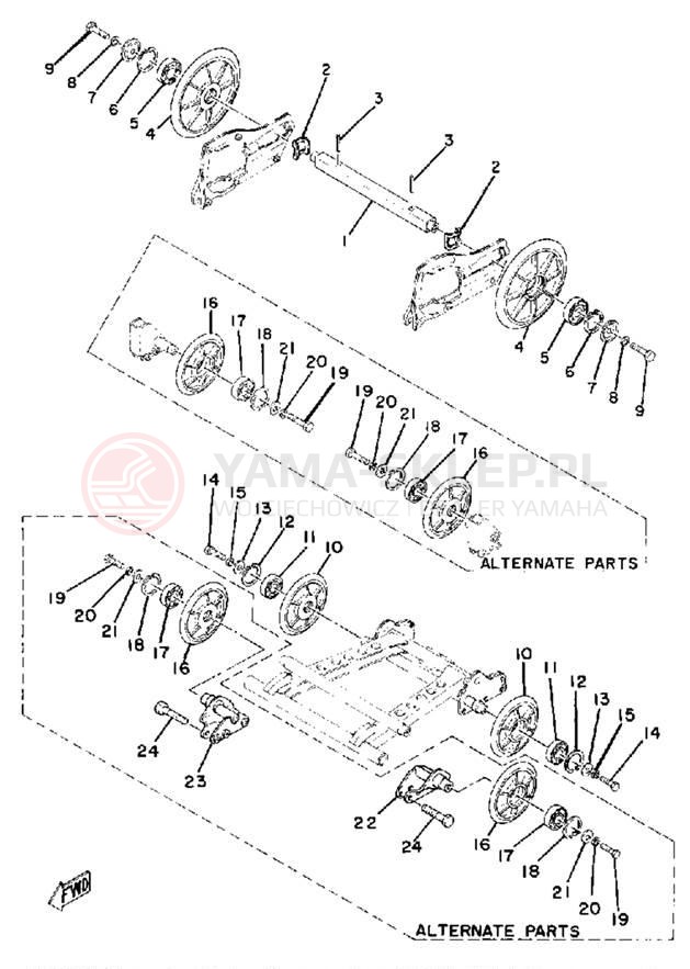 Schemat "Tylna ośka i koło" do Yamaha ET340C