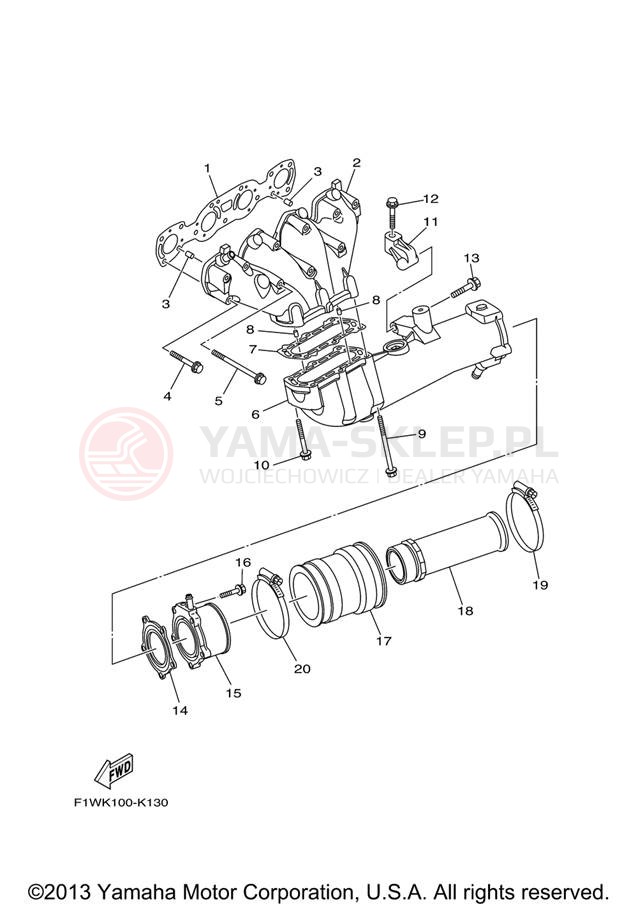 Schemat "wydech" do Yamaha FX CRUISER SHO FX1800AJ