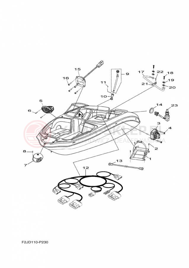 Schemat "układ elektryczny" do Yamaha 212SS XAT1800DP/XAT1800CP