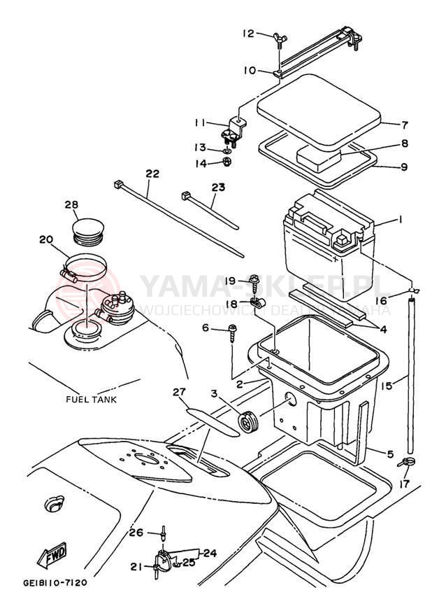 Schemat "układ elektryczny" do Yamaha WAVE RUNNER III WRA700V