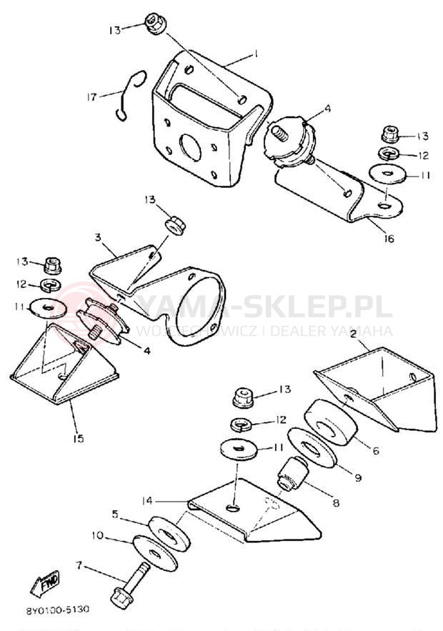 Schemat "Mocowanie silnika" do Yamaha SRV SR540M