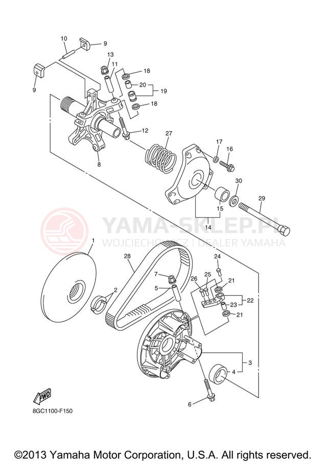 Schemat "PRIMARY SHEAVE" do Yamaha VENTURE LITE PZ50VTZL/PZ50VTZR