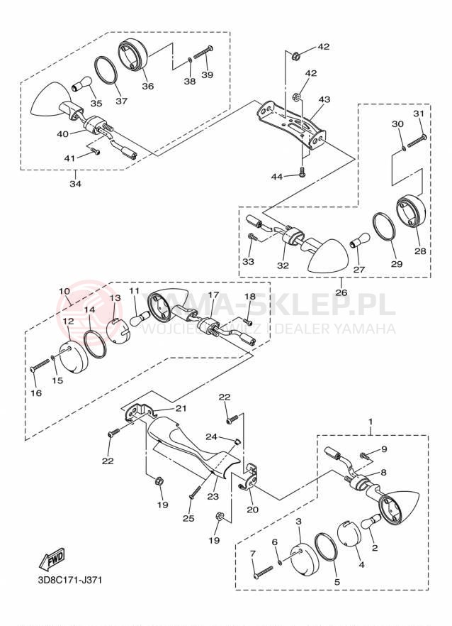Schemat "kierunkowskazy" do Yamaha V STAR 1300 XVS13AFCS/XVS13AFS