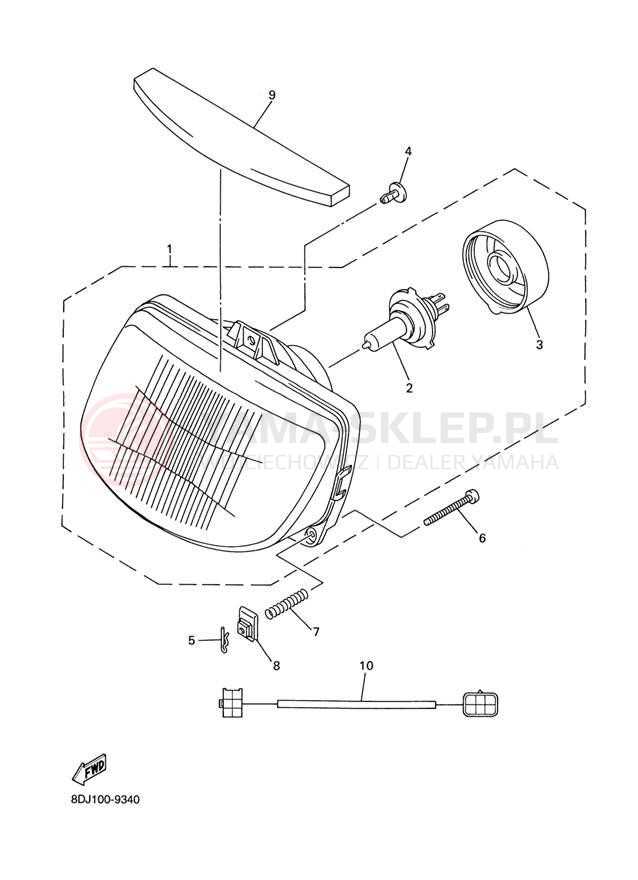 Schemat "Lampa przód" do Yamaha VENTURE XL VT500XLL