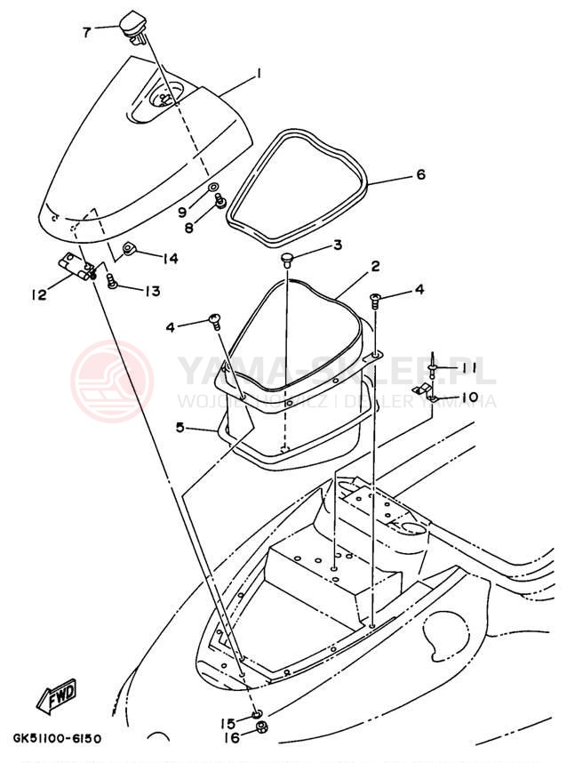 Schemat "ENGINE HATCH" do Yamaha WAVE BLASTER II WB760U