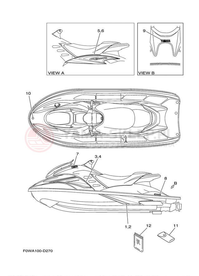 Schemat "naklejki" do Yamaha WaveRunner GP800R GP800AD