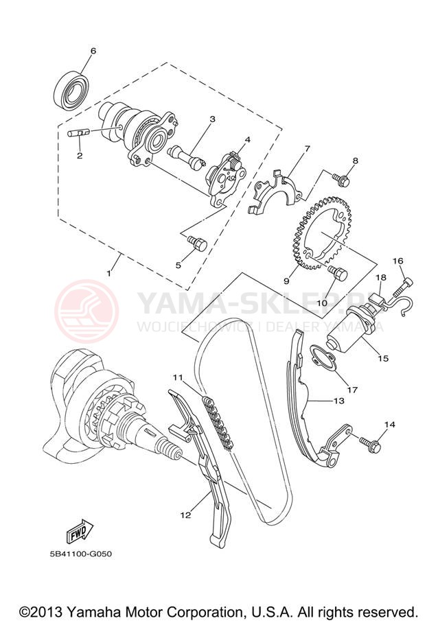 Schemat "Rozrząd - łańcuszek" do Yamaha RHINO 700FI YXR70FXR/YXR70FXGR
