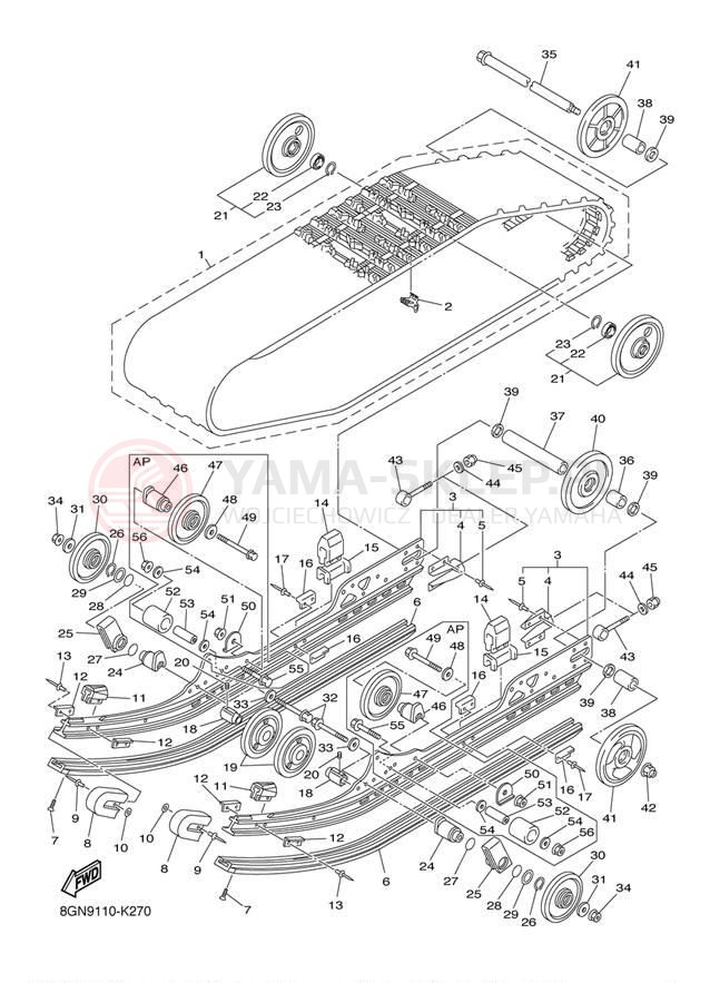 Schemat "Zawieszenie gąsiennicy" do Yamaha PHAZER GT PZ50GTAW