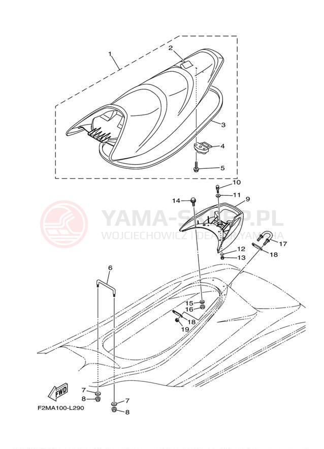 Schemat "Siedzenie i schowek" do Yamaha VXS VX1800M