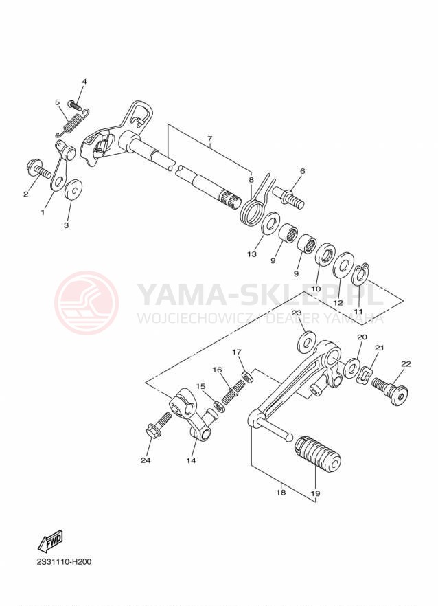 Schemat "Dźwignia zmiany biegów, wałek" do Yamaha VMAX VMX17FCR/VMX17FR