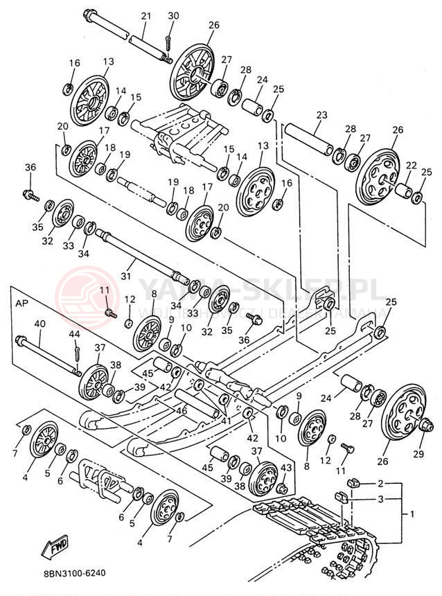 Schemat "Zawieszenie gąsiennicy" do Yamaha VMAX 600 DX VX600DXW
