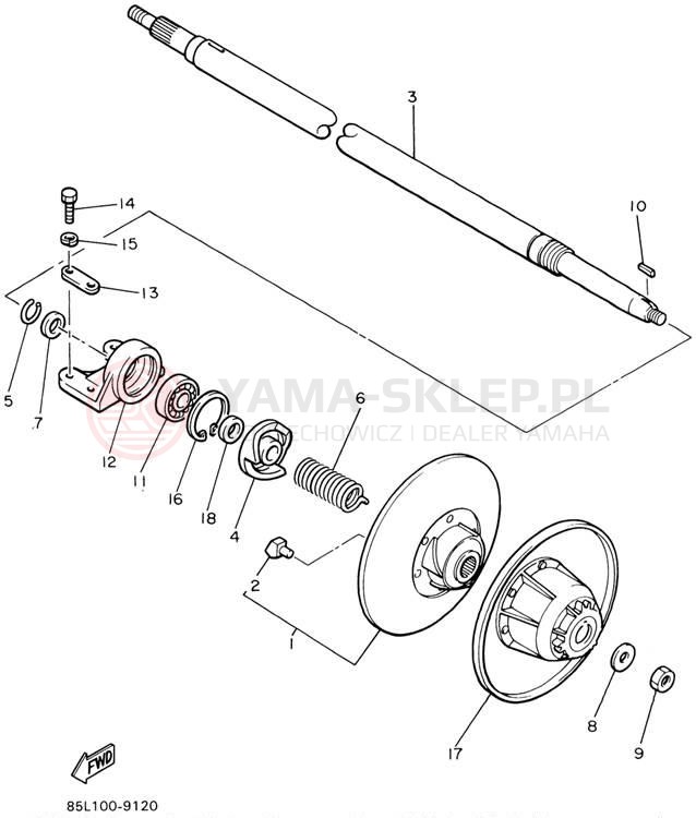 Schemat "Przeniesienie napędu" do Yamaha CS340 CS340ED