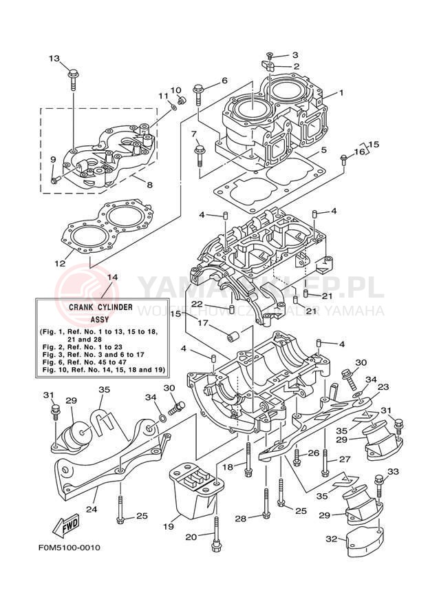 Schemat "cylinder, obudowa silnika" do Yamaha XL700 XL700Y
