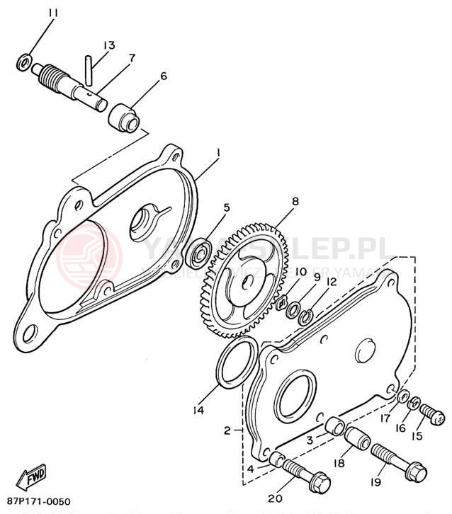 Schemat "przeniesienie napędu" do Yamaha BRAVO LT BR250TC