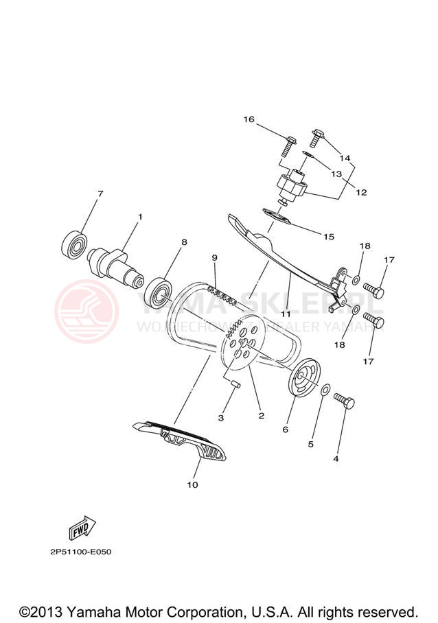 Schemat "Rozrząd - łańcuszek" do Yamaha RHINO 450 HUNTER YXR45FHX