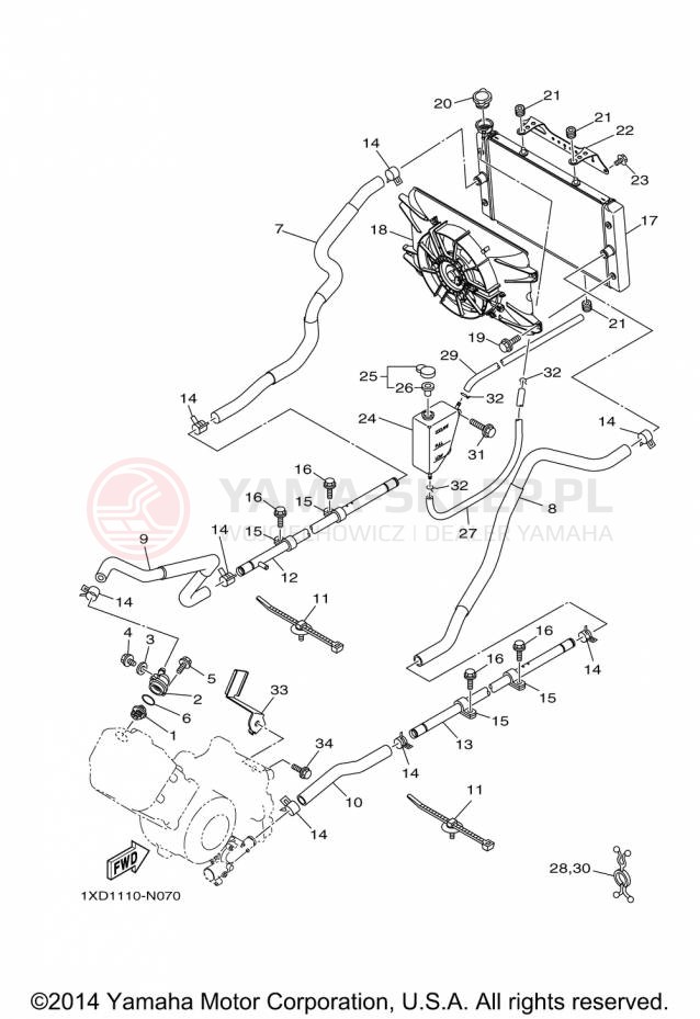 Schemat "Układ chlodzenia" do Yamaha VIKING YXM700DFL