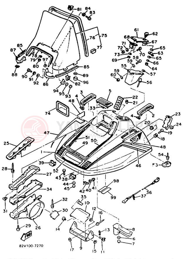 Schemat "SHROUD - WINDSHIELD" do Yamaha XLV XL540N