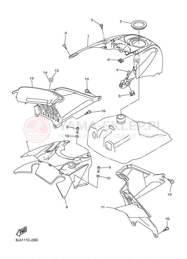 Schemat "INSTRUMENT PANEL" do Yamaha RS VECTOR GT RS90GTAS