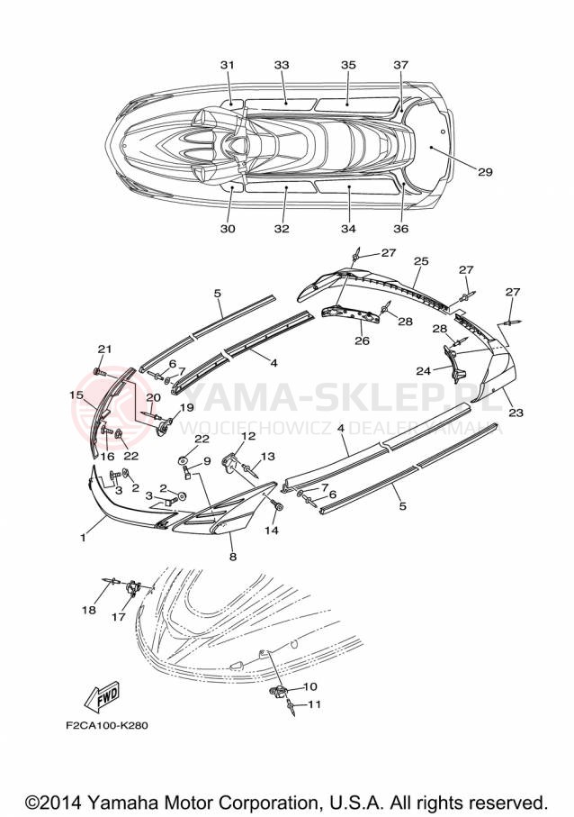 Schemat "GUNWALE - MAT" do Yamaha WAVERUNNER FZR GX1800P
