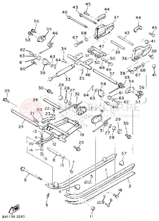 Schemat "Zawieszenie gąsiennicy" do Yamaha BRAVO LT (LONG TRACK) BR250TT
