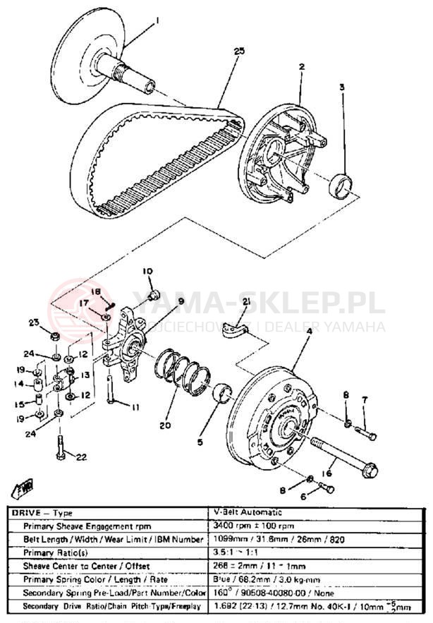 Schemat "PRIMARY SHEAVE" do Yamaha ET250D