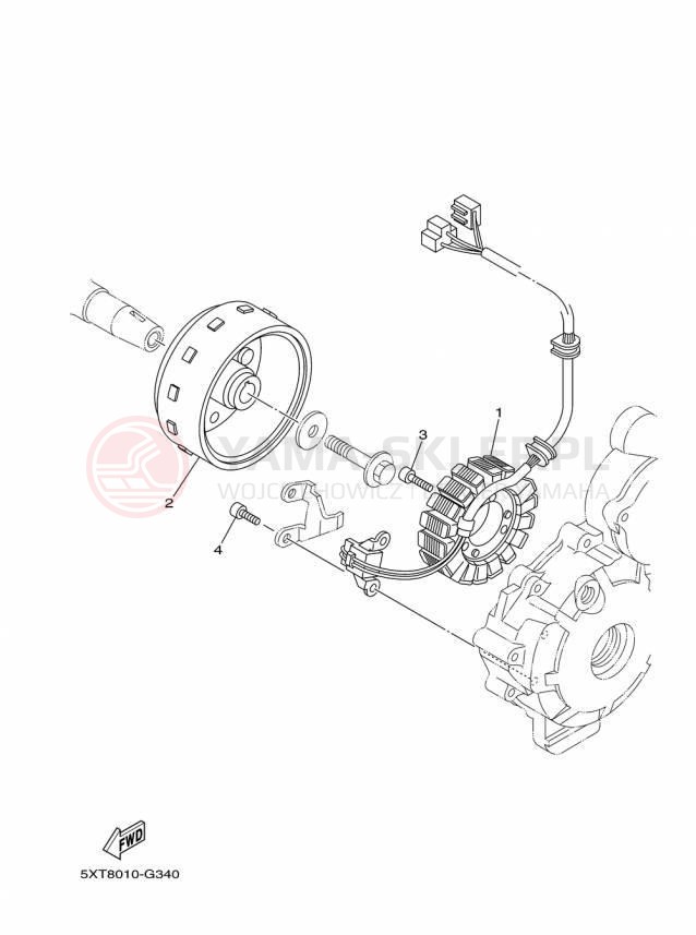 Schemat "prądnica" do Yamaha XT250 XT250F/XT250FC
