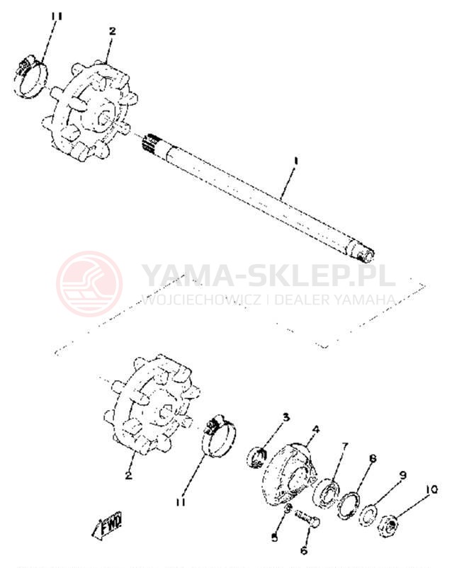 Schemat "Przednia ośka" do Yamaha EX340/EX440