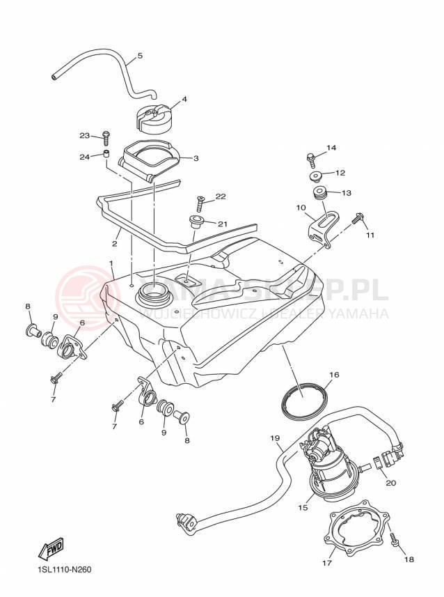 Schemat "zbiornik paliwa" do Yamaha YZ450F YZ450FFL/YZ450FFW